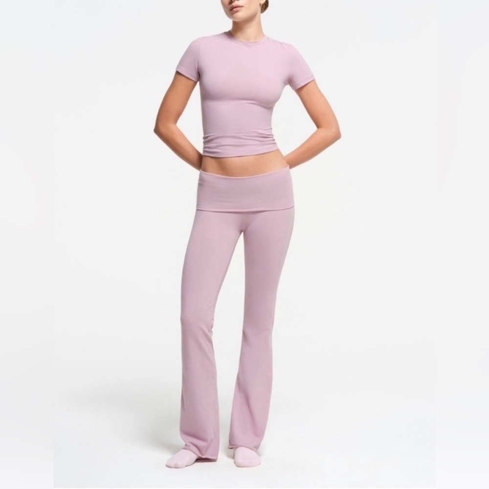 Skims foldover cotton jersey pant in dusk